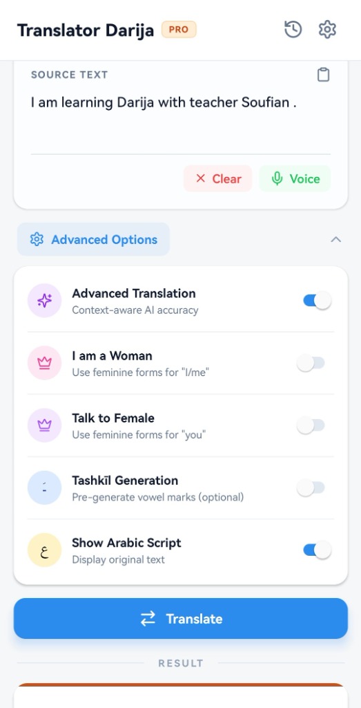 Advanced options