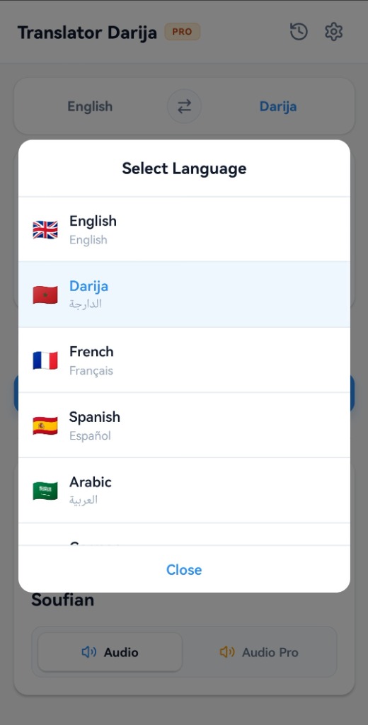 Language selector